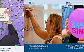 Drei Bilder zur Personalentwicklung in der NGD-Gruppe.